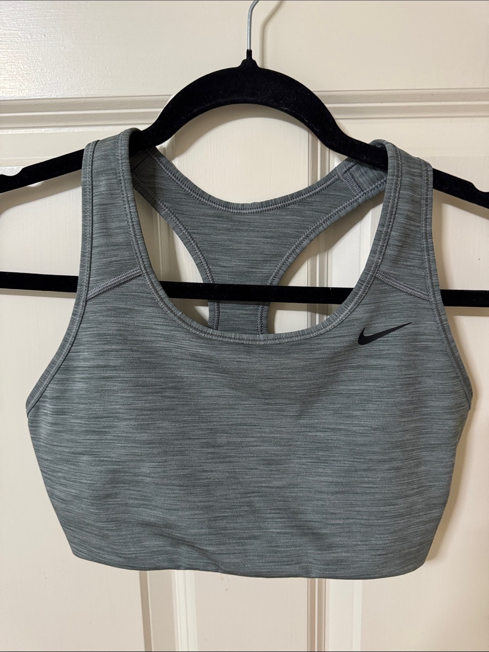 Nike Heather Gray Racerback Medium-Impact Sports Bra